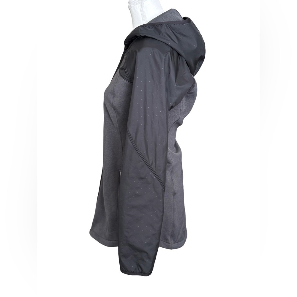 The North Face Women’s Grey Black Hybrid Hooded Jacket Fleece Zip Medium - Picture 3 of 6